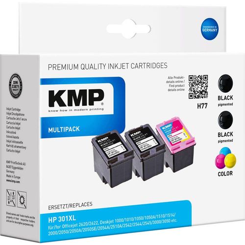 KMP tinta zamijenjen HP 301XL kompatibilan  crn, cijan, purpurno crven, žut H77V 1719,4055 slika 1