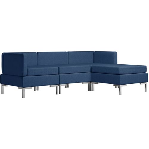 4-dijelni set sofa od tkanine plavi slika 2