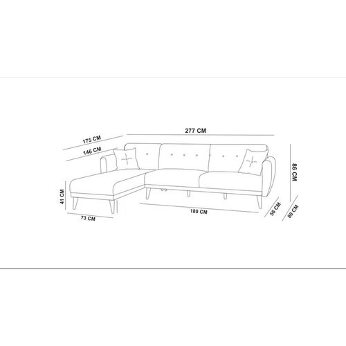 Aria Köşe-Dark Grey Ugao Sofa-Krevet slika 10