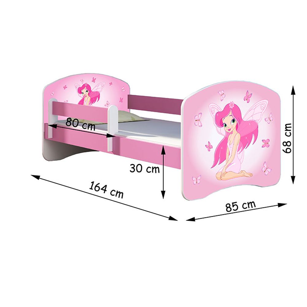 ACMA Dječiji krevet Acma II sa ladicom Pink - 160x80cm - Dezen 04 slika 3