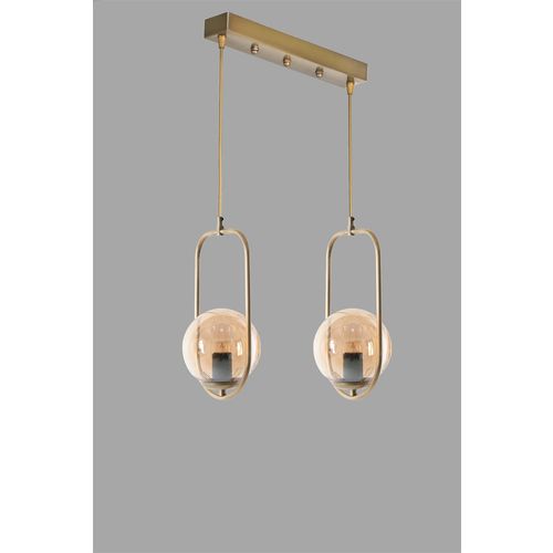 Ahu 2 Li Sıralı Bal Camlı Eskitme Sarkıt Copper Chandelier slika 3