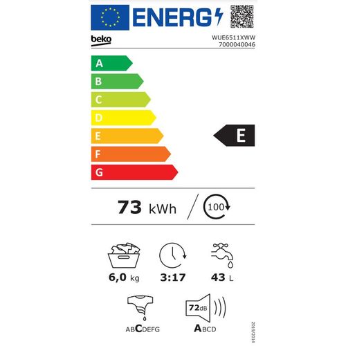 Beko WUE6511XWW Veš mašina 6 kg, 1000 rpm, dubina 44 cm slika 8