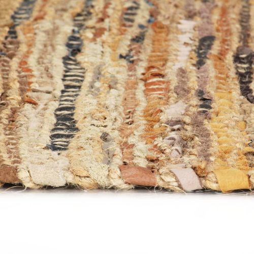 Ručno tkani tepih Chindi koža i juta 160 x 230 cm žućkastosmeđi slika 4