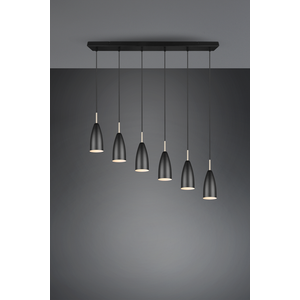 Trio Lighting luster FARIN – crno-mat, 6 × E14, podesiva visina, 90 cm