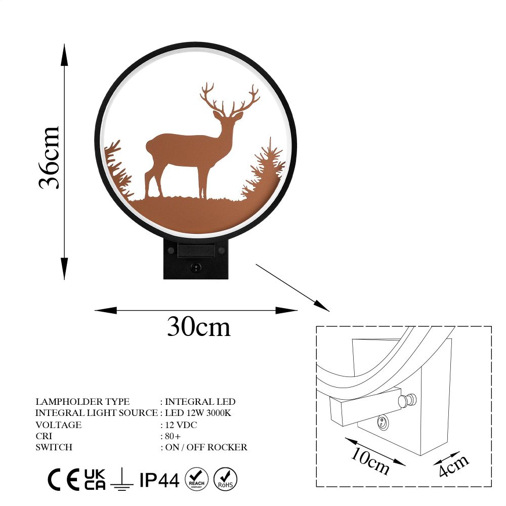 Zidna Lampa XMAS23 - Crna i Bakrena slika 8
