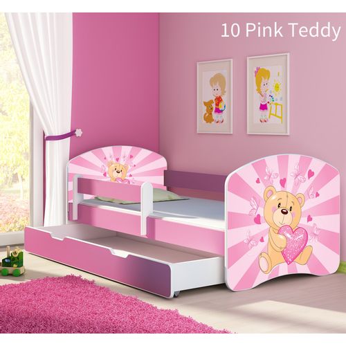 Dječji krevet ACMA s motivom, bočna roza + ladica 160x80 cm 10-pink-teddy-bear slika 1