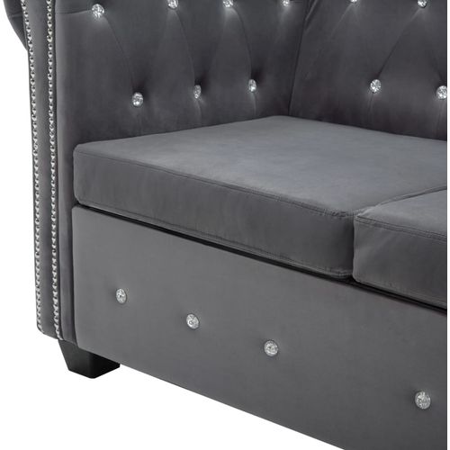 Dvosjed Chesterfield s baršunastom presvlakom 146 x 75 x 72 cm sivi slika 7