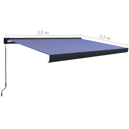 Kazetna tenda na ručno uvlačenje 350 x 250 cm plavo-bijela slika 6