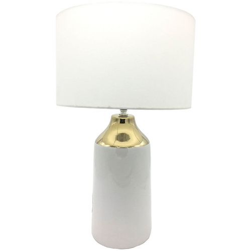 Stolna svjetiljka DKD Home Decor zlatan Poliester Bijela Gres Keramika (32 x 32 x 52 cm) slika 1