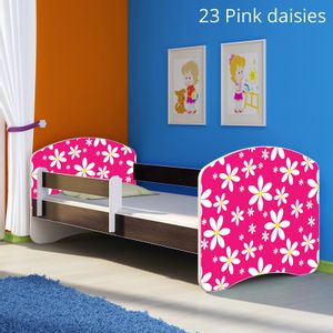 Dječji krevet ACMA s motivom, bočna wenge 180x80 cm 23-pink-daisy