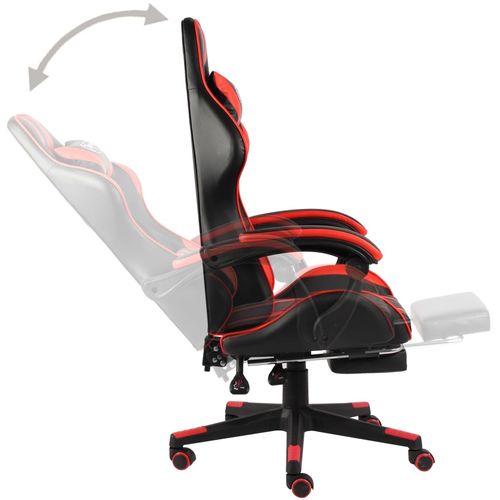 Igraća stolica od umjetne kože s osloncem za noge crno-crvena slika 9