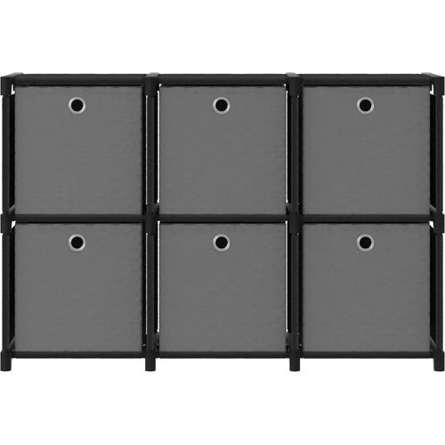 Police za izlaganje sa 6 kutija od tkanine 103x30x72,5 cm crne slika 41