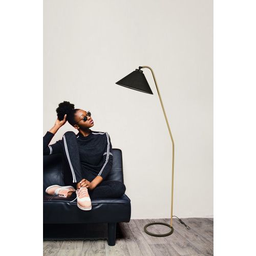 Delta Eskitme Lambader Hasır Siyah Abajurlu Black Floor Lamp slika 1