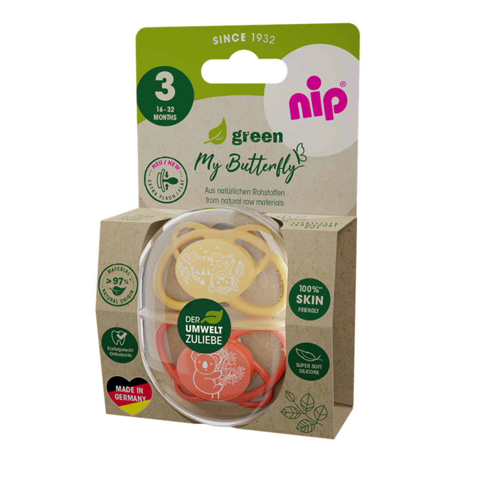 nip® Duda varalica My Butterfly Green 16-32mj (veličina 3) - Silikon, 2kom Narandžasta, Crvena slika 4