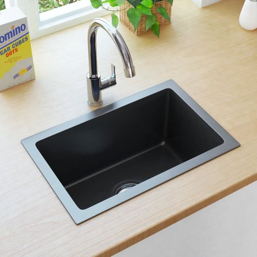 Ručno rađeni kuhinjski sudoper s cjedilom crni nehrđajući čelik slika 14