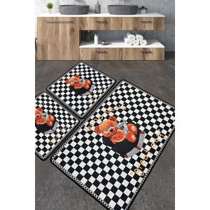 Set kupaonskih prostirki u više boja s novinskim uzorkom (3 komada)