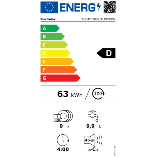 Electrolux ESG42310SX Mašina za pranje sudova, 9 kompleta, Širina 45 cm slika 3