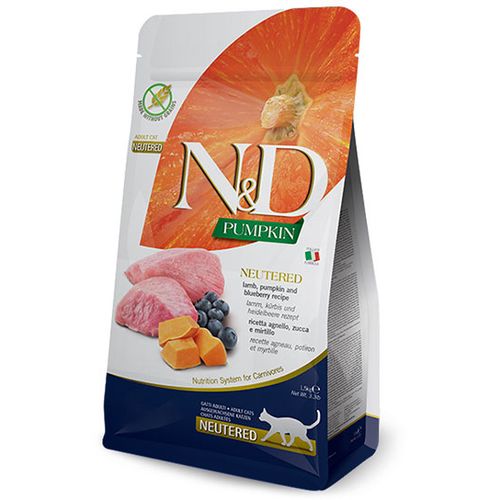 N&D Cat Pumpkin Neutered Jagnjetina i Borovnica 1.5kg slika 1