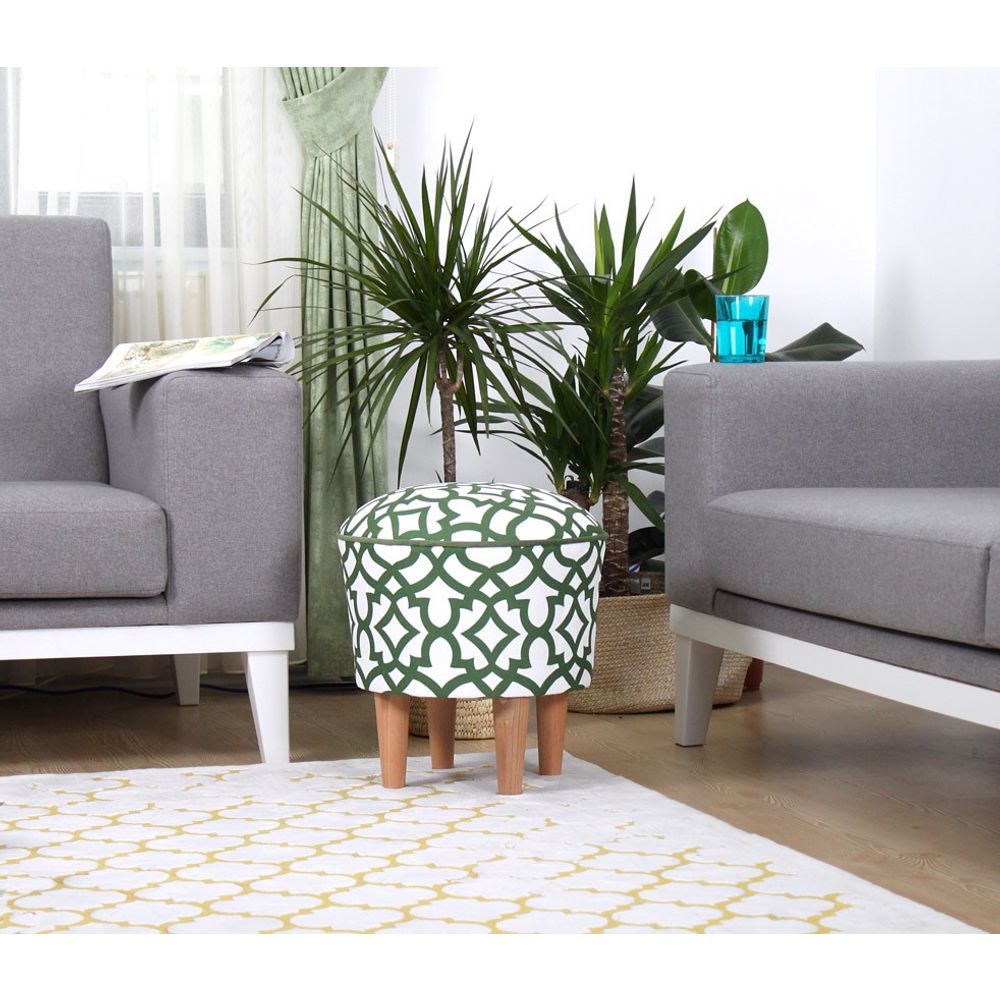 Moss - Zeleni, Bijeli Pouf slika 3