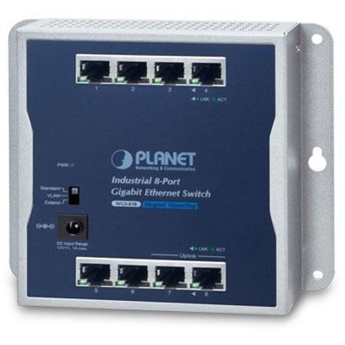 Planet Flat-type Industrial 8-Port 10 100 1000T Wall-mounted Gigabit Ethernet Switch slika 1