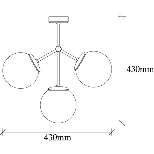 Opviq Vislica DAMAR 3 crno- bijela, metal- staklo, 43 x 15 cm, visina 43 cm, promjer kugle 15 cm, 3 x E27 40 W, Damar - 6336 slika 3