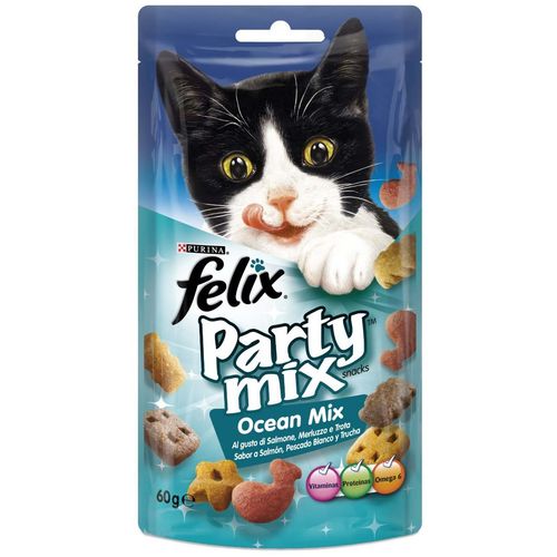 Felix Party Mix Ocean, poslastica s okusom lososa i pastrve, 60 g slika 1