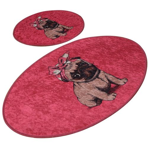 Colourful Cotton Set kupaonskih prostirki (2 komada) Pink Pug slika 2