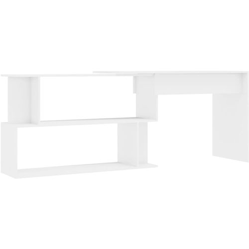 Kutni radni stol visoki sjaj bijeli 200 x 50 x 76 cm od iverice slika 2