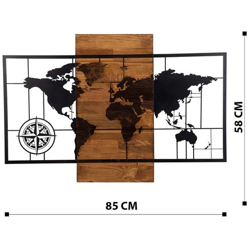 Wallity Zidna dekoracija drvena, World Map Wıth Compass slika 8
