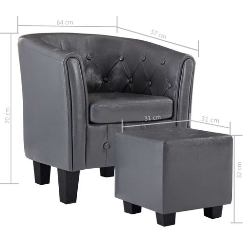 Fotelja od umjetne kože s osloncem za noge siva slika 25