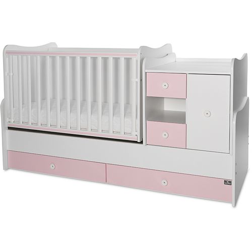 LORELLI MiniMAX Modularni krevetić 4in1 s Mehanizmom Ljuljanja White/Orchid Pink 190x72 cm   slika 1