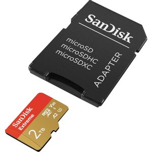 SanDisk 2TB Extreme microSDXC UHS-I with adapter up to 240MB/s, C10, U3, V30, 4K, 5K, A2, Micro SD card