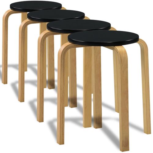 Barske stolice 4 kom od zaobljenog drva crne slika 8