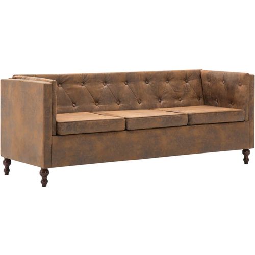 2-dijelni set sofa Chesterfield s presvlakom od tkanine smeđi slika 13