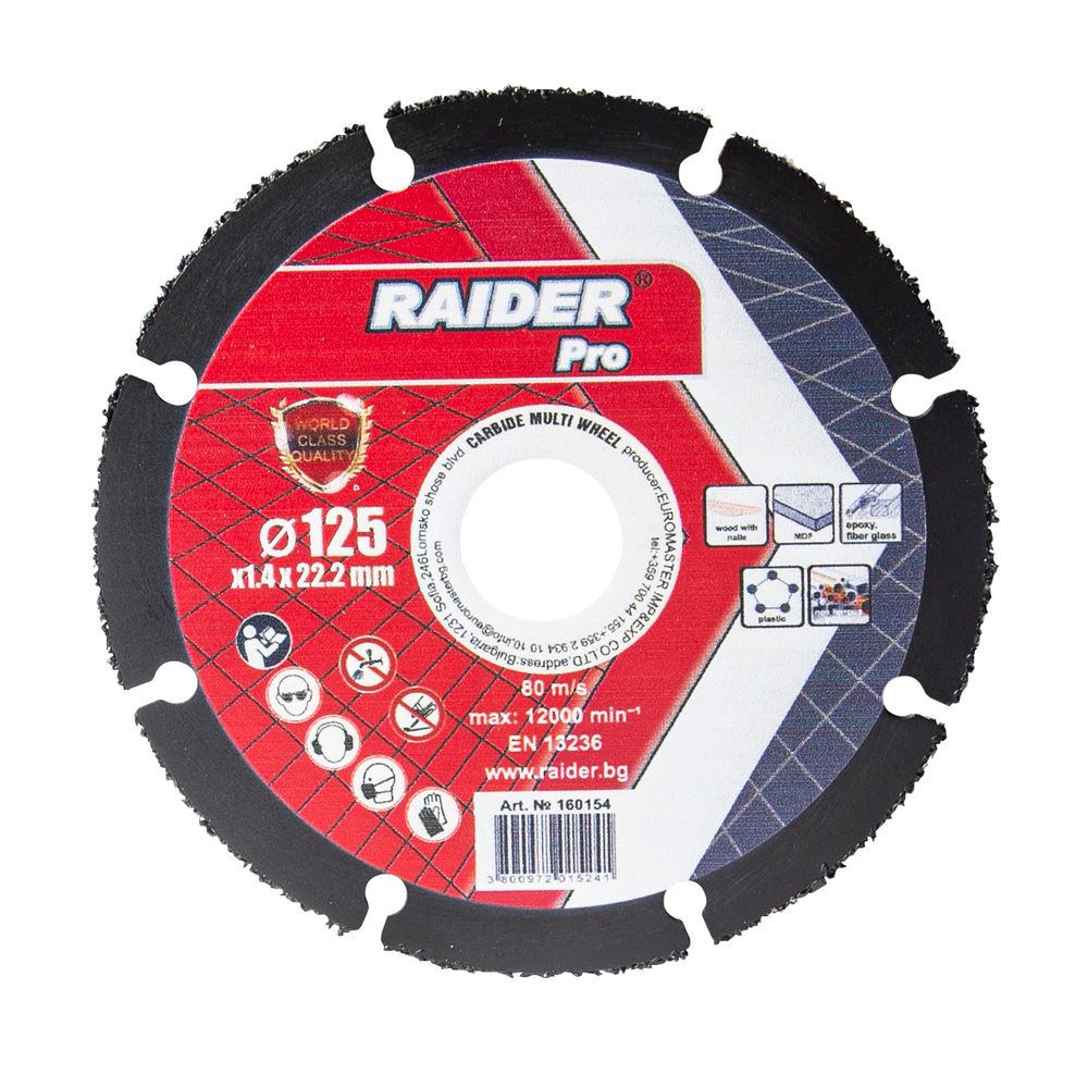RAIDER Carbide Multi Wheel rezna ploča, 125x22,2 mm slika 1