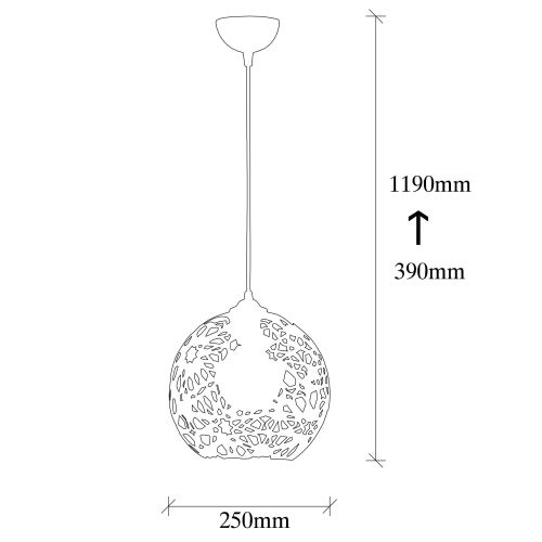 Opviq Visilica FELLINI metalna crna 25 cm, visina 115 cm, podesiva visina, duljina kabla 90 cm, E27 40W, Fellini - MR - 785 slika 6