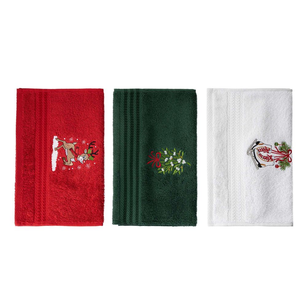 Wash towel set (3 pieces) Baby Reindeer, colours: green, red, white slika 3