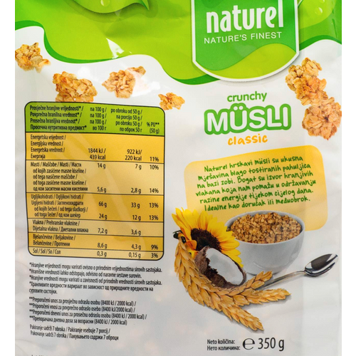 Naturel Crunchy muesli classic 350g slika 2