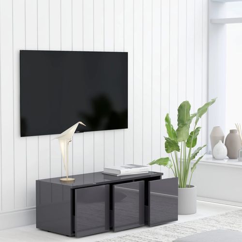 TV ormarić visoki sjaj sivi 80 x 34 x 30 cm od iverice slika 31