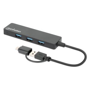 USB-C HUB 4port Manhattan 180863 3.2 G1+USB-C/5Gbps/Crni