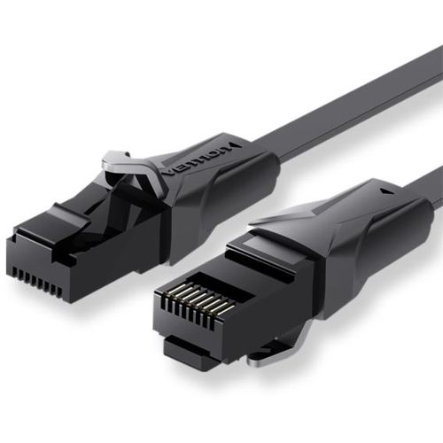 Vention Flat CAT.6 UTP Patch Cord Cable 1M Black slika 1