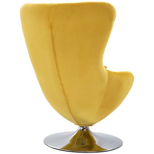 Okretna jajolika stolica s jastukom žuta baršunasta slika 4