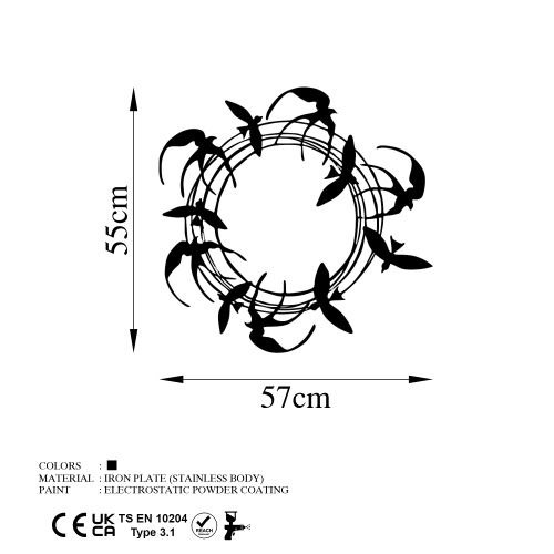 Wallity Metalna zidna dekoracija, Spiral Birds 3 slika 5