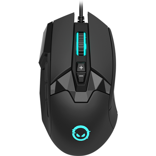 LORGAR Stricter 579, gaming mouse, 9 programmable buttons, Pixart PMW3336 sensor, DPI up to 12 000, 50 million clicks buttons lifespan, 2 switches, built-in display, 1.8m USB soft silicone cable, Matt UV coating with glossy parts and RGB lights with 4 LED flowing modes, size: 131*72*41mm, 0.127kg, black slika 1