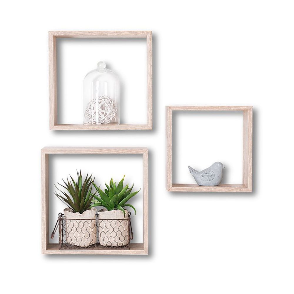 Five fixy set polica zidna 3kom kocka mdf natur l slika 3