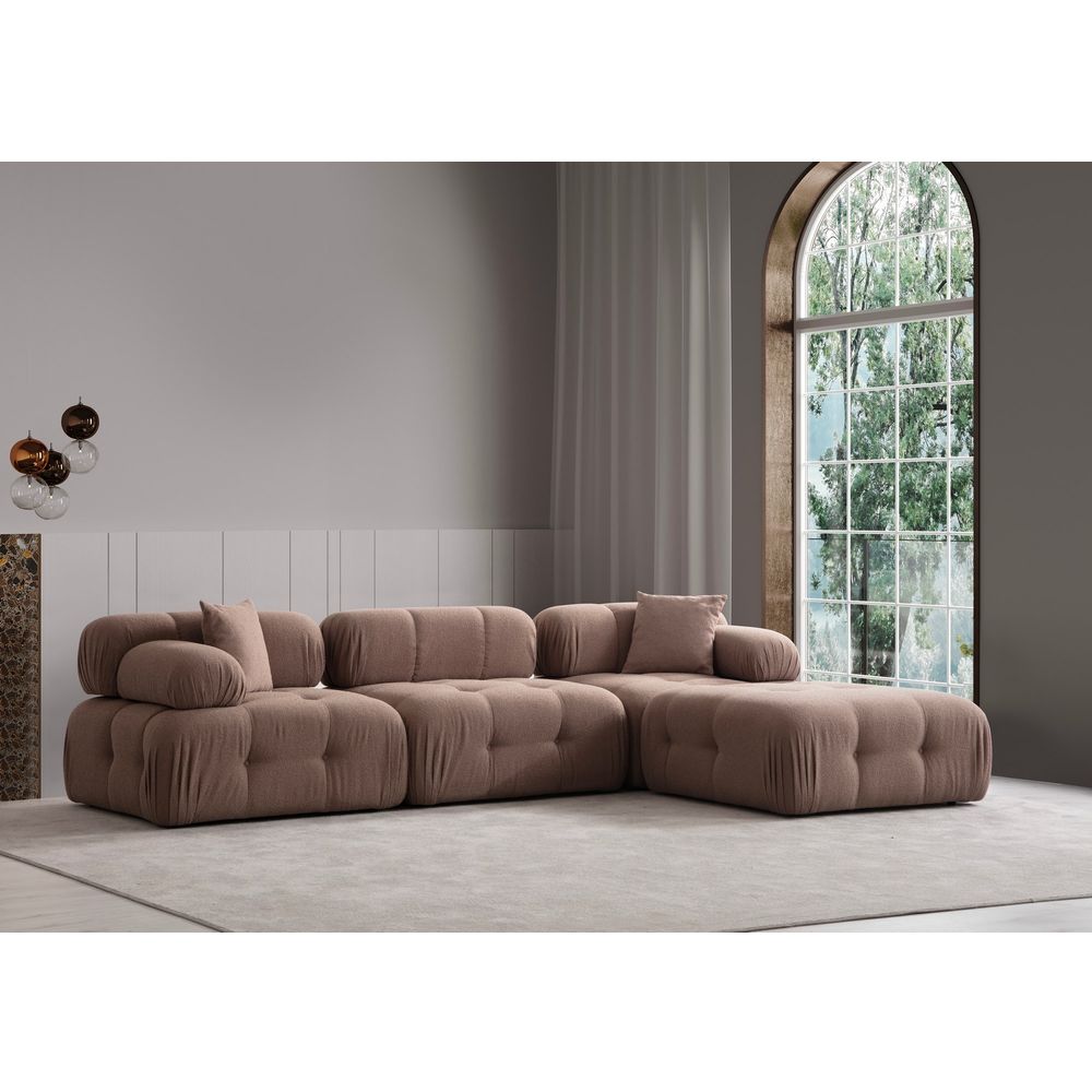 Doblo 3 Sjedala sa Pouffom (L1-O1-1R-Pouffe) - Kafeni Ugaoni Sofe slika 2