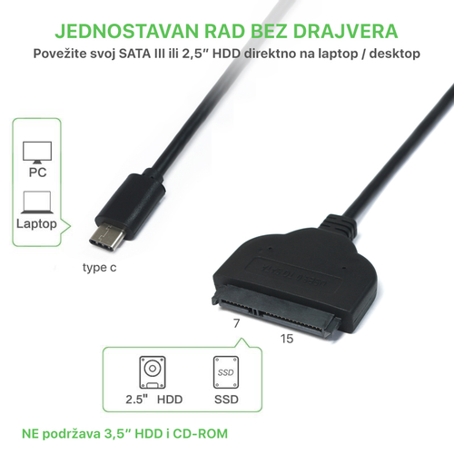 Adapter Type C na SATA JWD-U90 slika 4