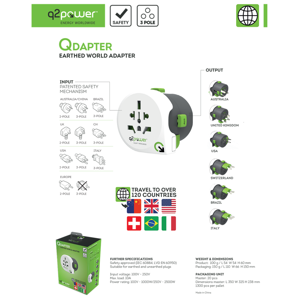 q2power Adapter, strujni, univerzalni - QDAPTER slika 3