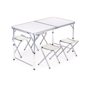 Modernhome set za kampiranje stol+ 4 stolice - bijeli