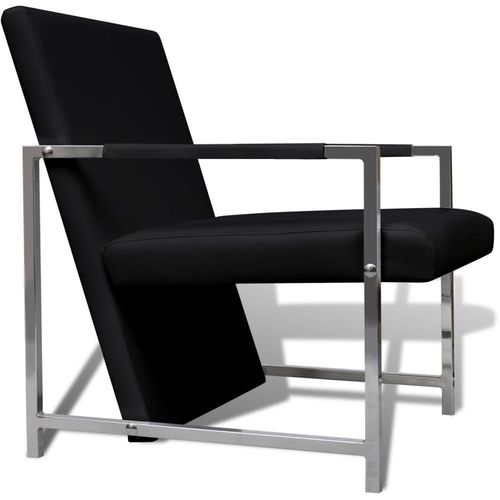 Fotelje od umjetne kože s kromiranim okvirom 2 kom crne slika 11